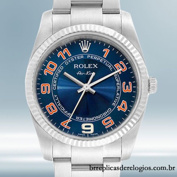 Rolex Air-king 36mm 114234BLAO masculino Tom prata
