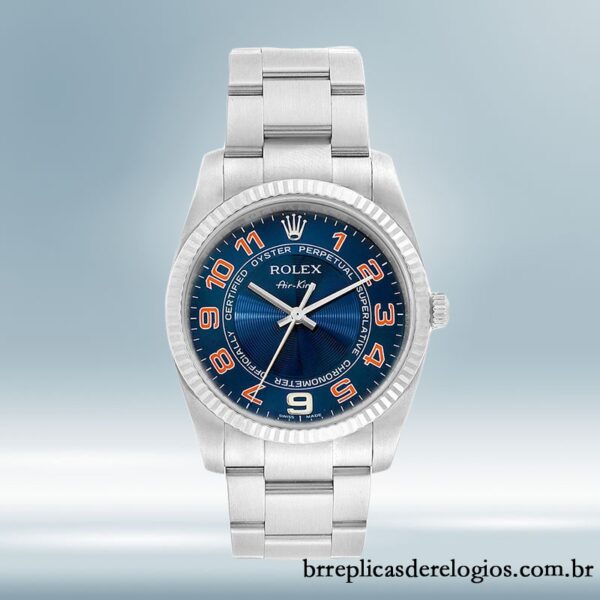 Rolex Air-king 36mm 114234BLAO masculino Tom prata - Image 2