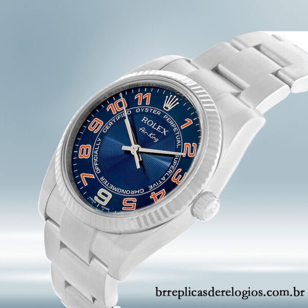 Rolex Air-king 36mm 114234BLAO masculino Tom prata - Image 3
