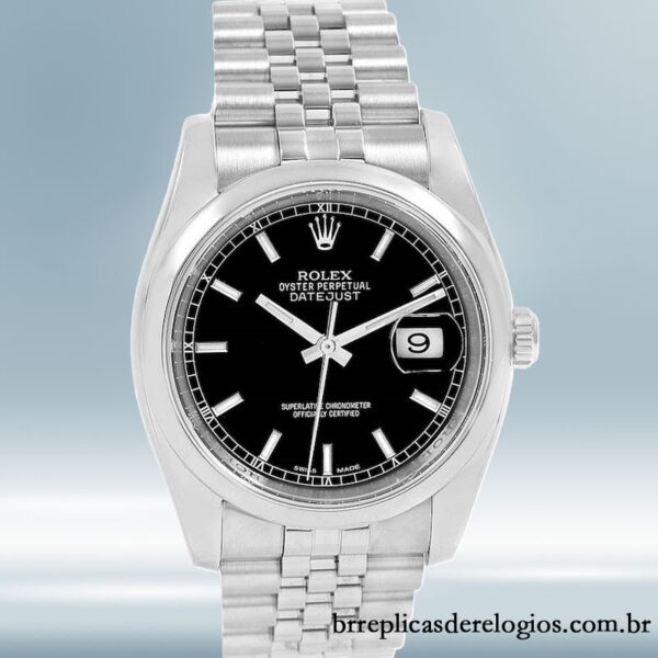 Rolex Datejust masculino 116200BKSJ 36mm mostrador preto Tom prata - Image 2