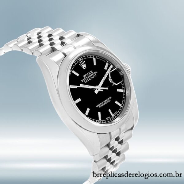 Rolex Datejust masculino 116200BKSJ 36mm mostrador preto Tom prata - Image 3