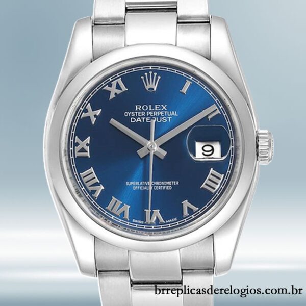 Rolex Datejust 36mm 116200BLRO masculino pulseira de ostra Tom prata
