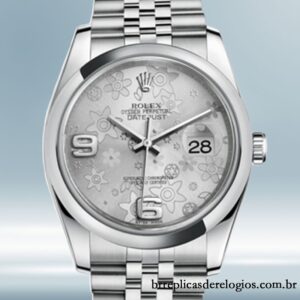 Rolex Datejust 116200SFAJ 36mm masculino Pulseira Mostrador floral prateado