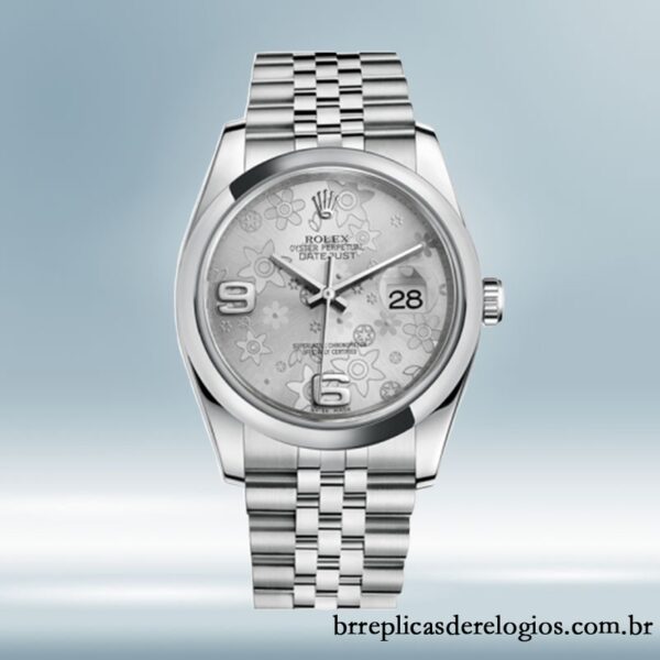 Rolex Datejust 116200SFAJ 36mm masculino Pulseira Mostrador floral prateado - Image 2