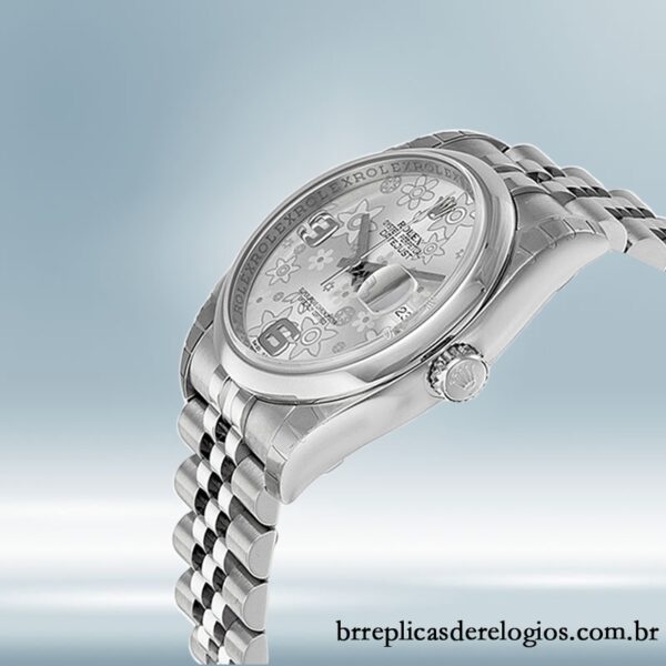 Rolex Datejust 116200SFAJ 36mm masculino Pulseira Mostrador floral prateado - Image 3