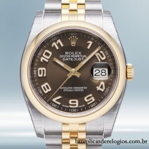 Rolex Datejust 36mm masculino 116203BRAJ Pulseira do Jubileu Mostrador Marrom