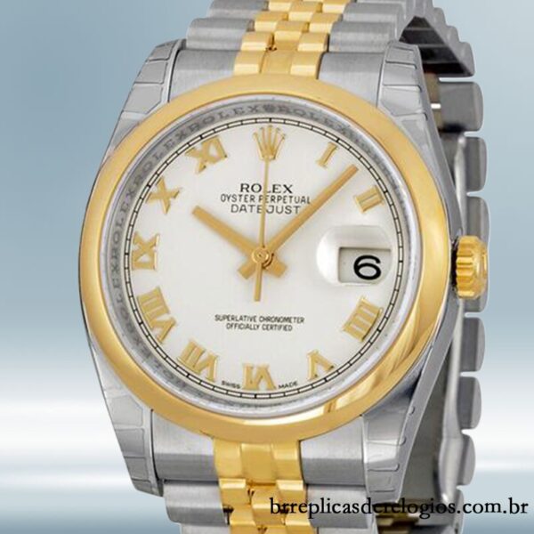 Rolex Datejust masculino 36mm 116203-0144 Pulseira do Jubileu mostrador branco