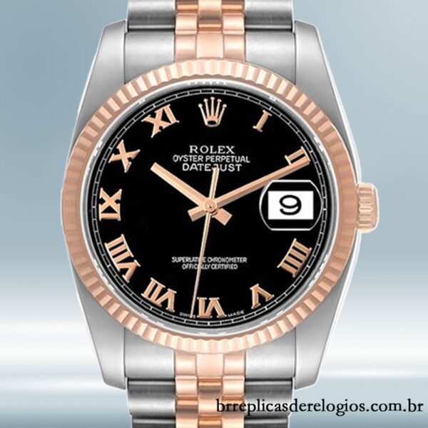 Rolex Datejust 116231 masculino 36mm Pulseira do Jubileu mostrador preto