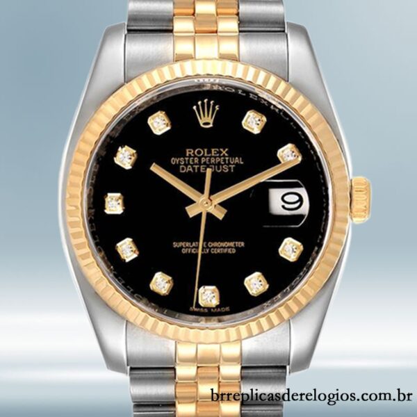Rolex Datejust 36mm masculino 116233BKDJ mostrador preto