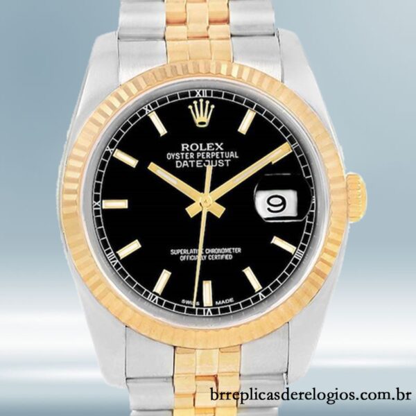 Rolex Datejust 116233BKSJ masculino 36mm Pulseira mostrador preto