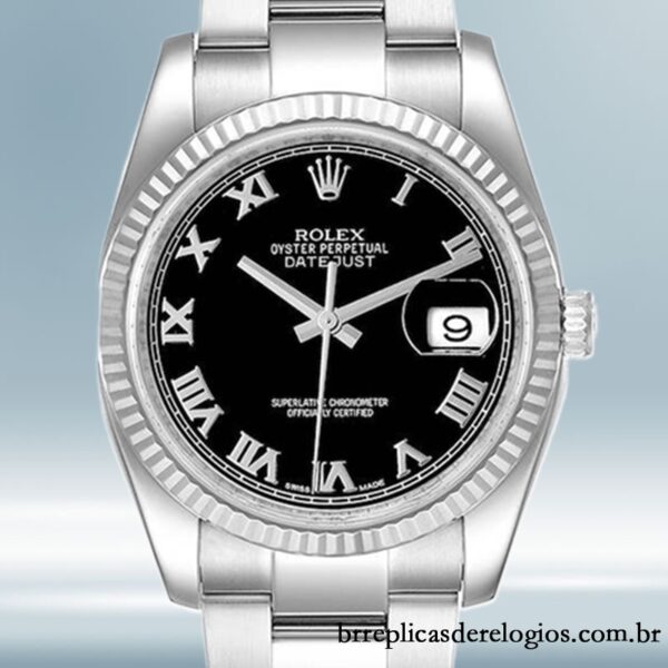 Rolex Datejust masculino 116234BKRO 36mm Tom prata