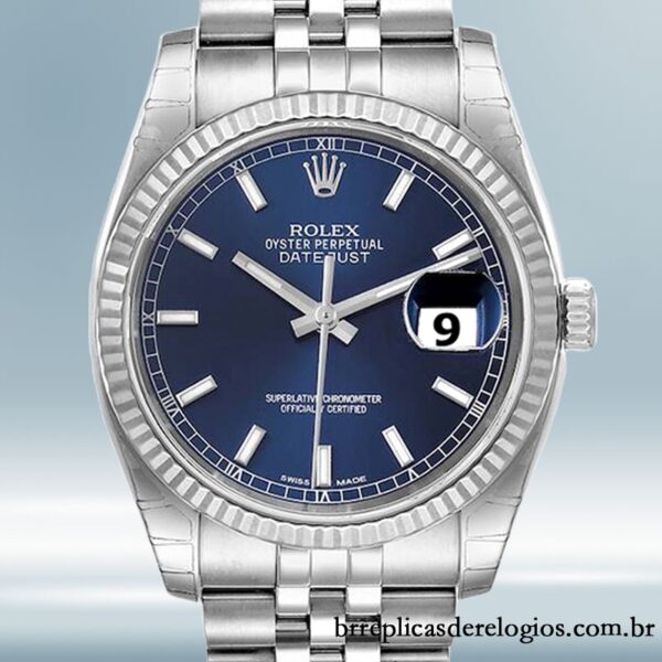 Rolex Datejust 36mm masculino 116234BLSJ mostrador azul