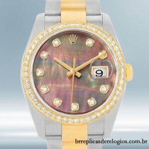 Rolex Datejust masculino 36mm 116243BKMDO Tom prata