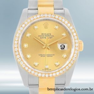 Rolex Datejust masculino 36mm 116243CDO pulseira de ostra mostrador champanhe