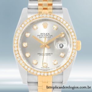 Rolex Datejust masculino 36mm 116243SDJ Pulseira Mostrador Prateado