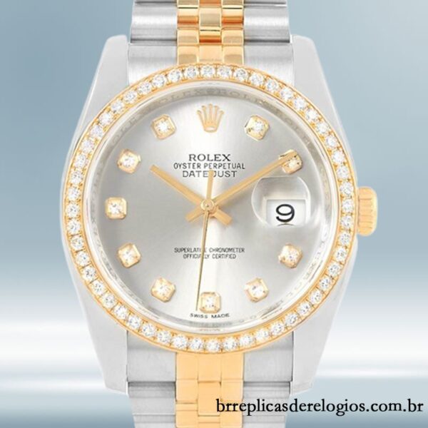 Rolex Datejust masculino 36mm 116243SDJ Pulseira Mostrador Prateado