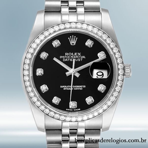 Rolex Datejust 36mm masculino 116244BKDJ Pulseira mostrador preto