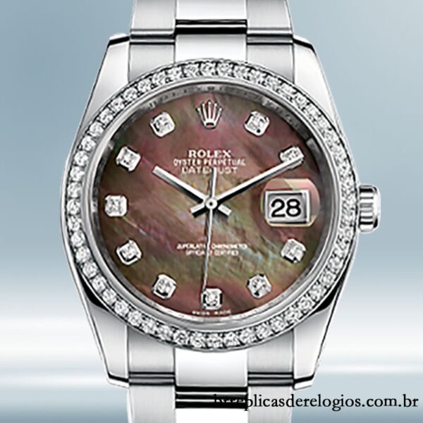 Rolex Datejust masculino 116244BKMDO 36mm Tom prata