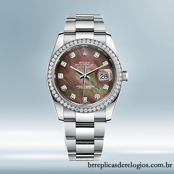 Rolex Datejust masculino 116244BKMDO 36mm Tom prata - Imagem 2