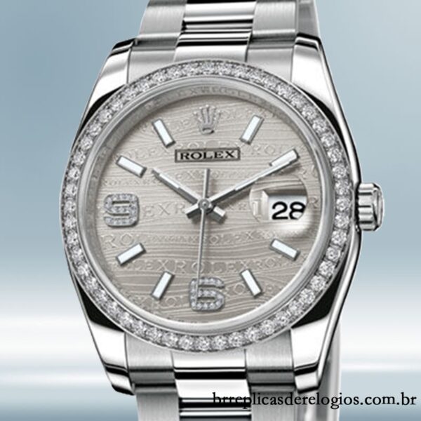 Rolex Datejust 116244-72600 36mm masculino Mostrador Onda Prateado