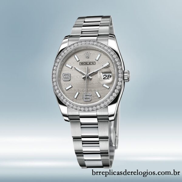 Rolex Datejust 116244-72600 36mm masculino Mostrador Onda Prateado - Image 2