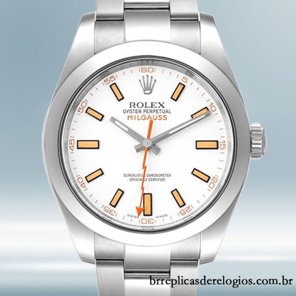Rolex Milgauss 116400-72400 40mm masculino mostrador branco Tom prata