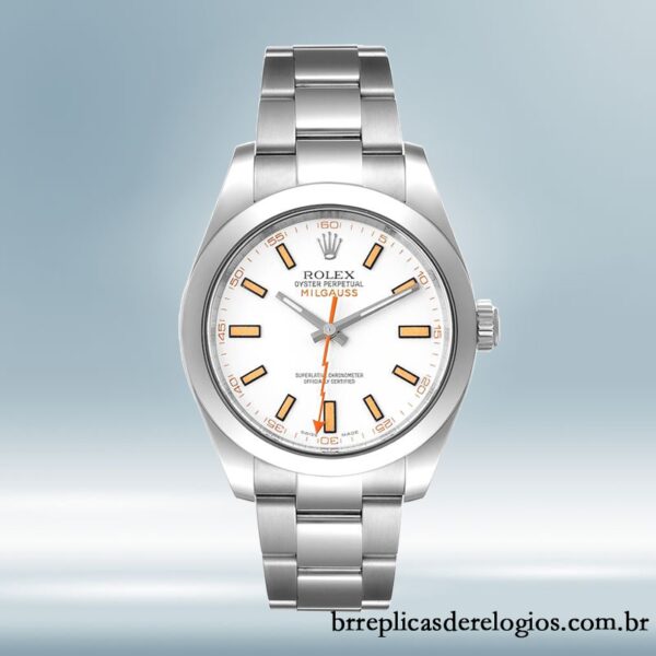 Rolex Milgauss 116400-72400 40mm masculino mostrador branco Tom prata - Imagem 2