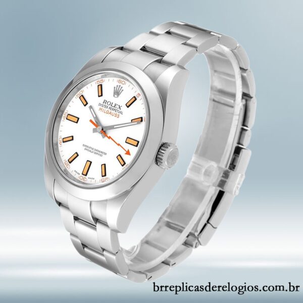 Rolex Milgauss 116400-72400 40mm masculino mostrador branco Tom prata - Imagem 3
