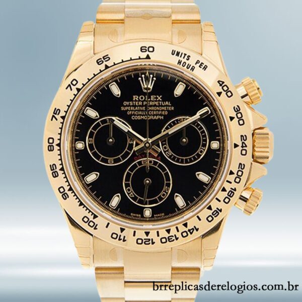 Rolex Daytona 40mm masculino 116508BKSO Pulseira tom de ouro amarelo