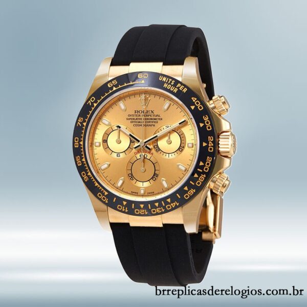 Rolex Daytona masculino 116518CSR 40mm Elástico de borracha Tom de ouro - Image 2