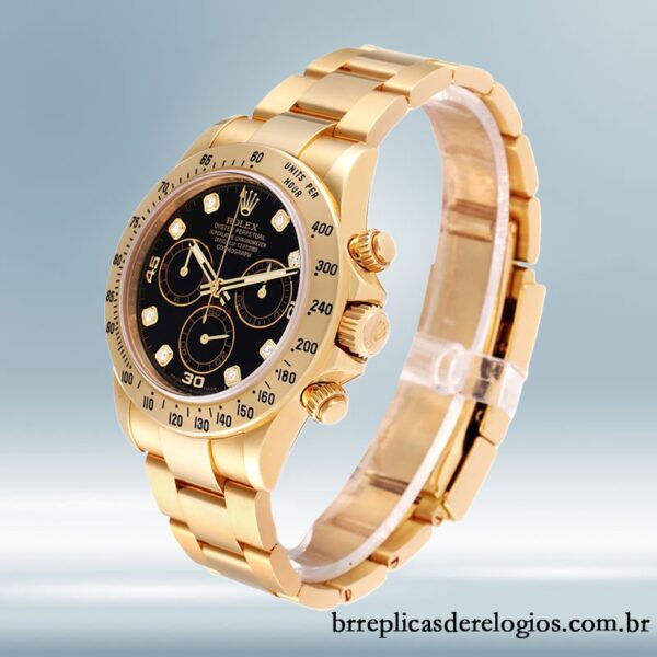 Rolex Daytona masculino 40mm 116528 Tom de ouro mostrador preto - Image 3