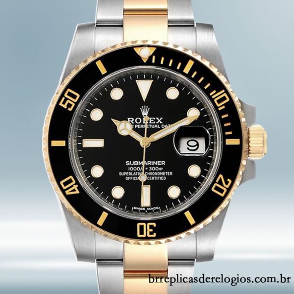 Rolex Submariner masculino 116613-LN-97203 40mm Tom prata mostrador preto