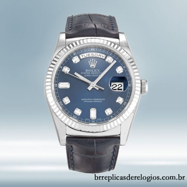 Rolex Day-Date 118139 masculino 36mm mostrador azul Correia de couro - Image 2