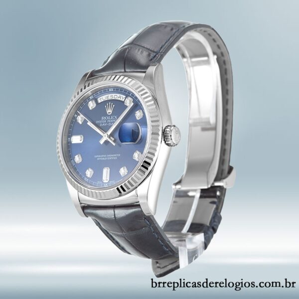Rolex Day-Date 118139 masculino 36mm mostrador azul Correia de couro - Image 3