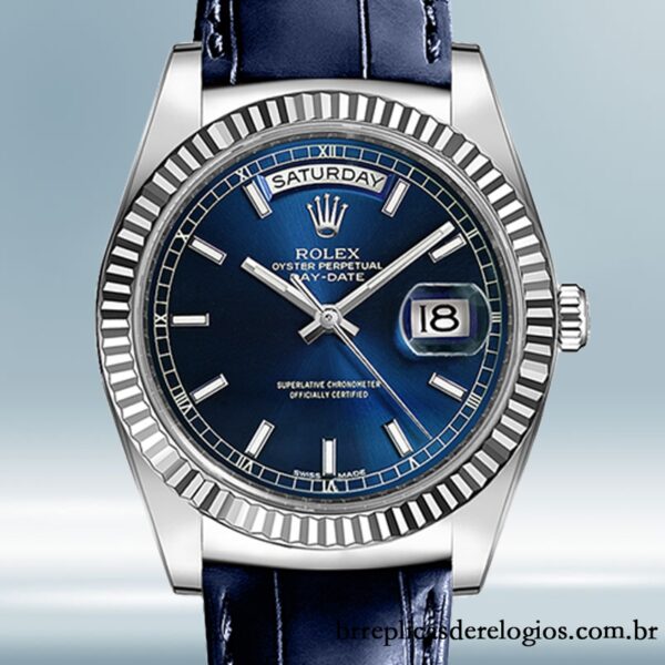 Rolex Day-Date 36mm masculino 118139-L Tom prata