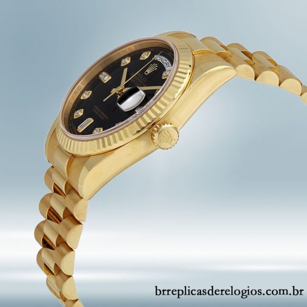 Rolex Day-Date 118238BKDP masculino 36mm tom de ouro amarelo mostrador preto - Imagem 3