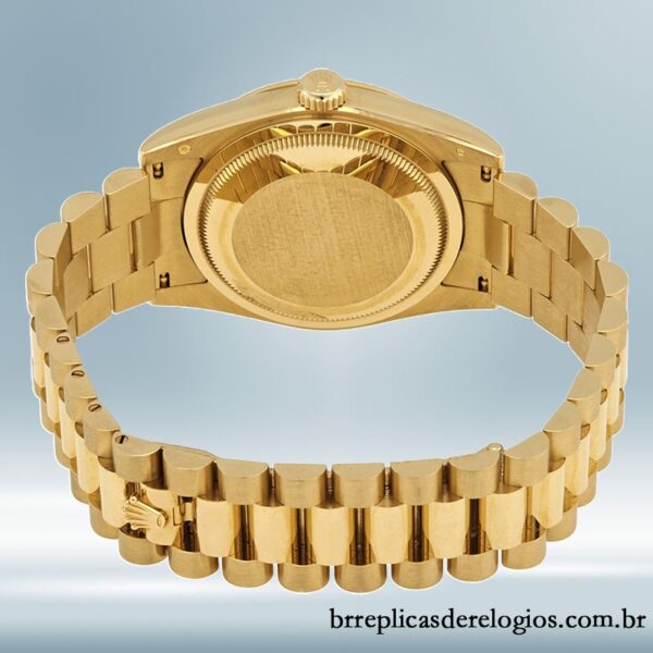 Rolex Day-Date 118238BKDP masculino 36mm tom de ouro amarelo mostrador preto - Imagem 4