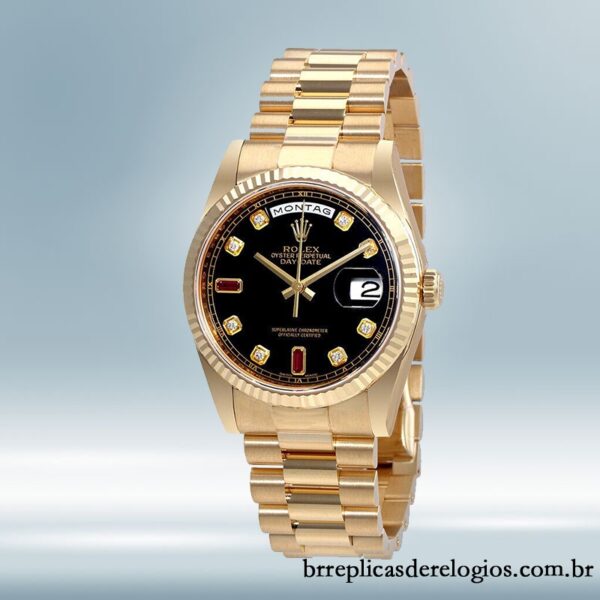 Rolex Day-Date 118238BKDRP 36mm Senhoras tom de ouro amarelo - Imagem 2