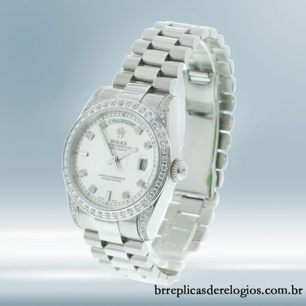 Rolex Day-date m118389-0008 masculino 36mm Mostrador Prateado Tom prata - Imagem 3