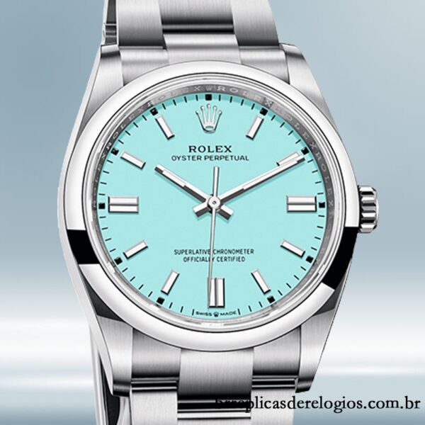 Rolex Oyster Perpetual Unissex m124300-0006 41mm Automático Mostrador Azul Turquesa