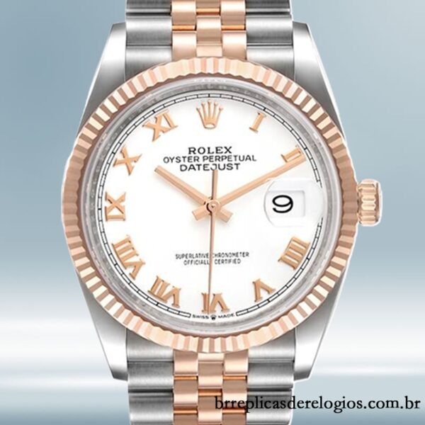 Rolex Datejust masculino 36mm m126231-0015 mostrador branco Tom prata