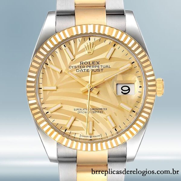 Rolex Datejust masculino 36mm M126233-0038 Tom prata Mostrador Dourado