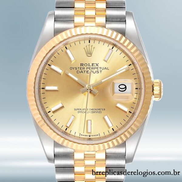 Rolex Datejust masculino 36mm 126233CSJ Tom prata mostrador champanhe
