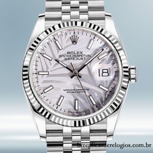 Rolex Datejust 126234 41mm masculino Mostrador Prateado Palm Motif