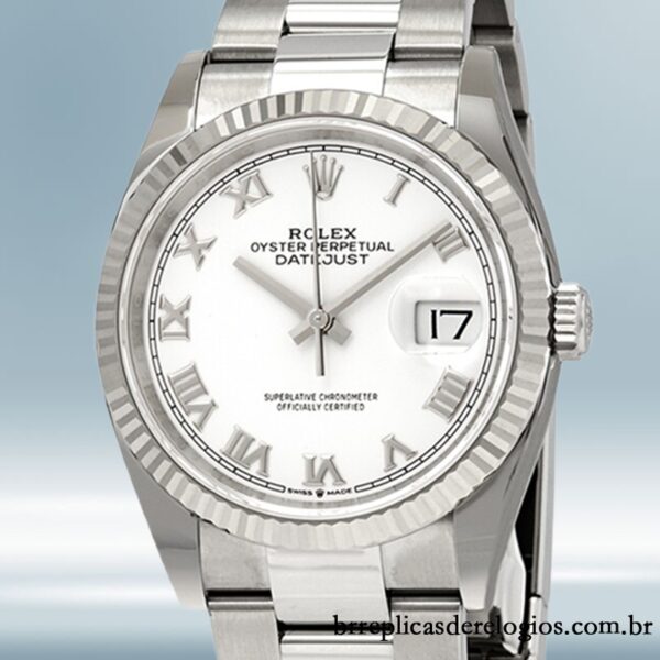 Rolex Datejust 126234WRO 36mm masculino mostrador branco Tom prata