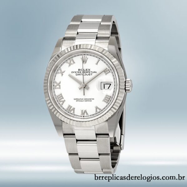 Rolex Datejust 126234WRO 36mm masculino mostrador branco Tom prata - Image 2