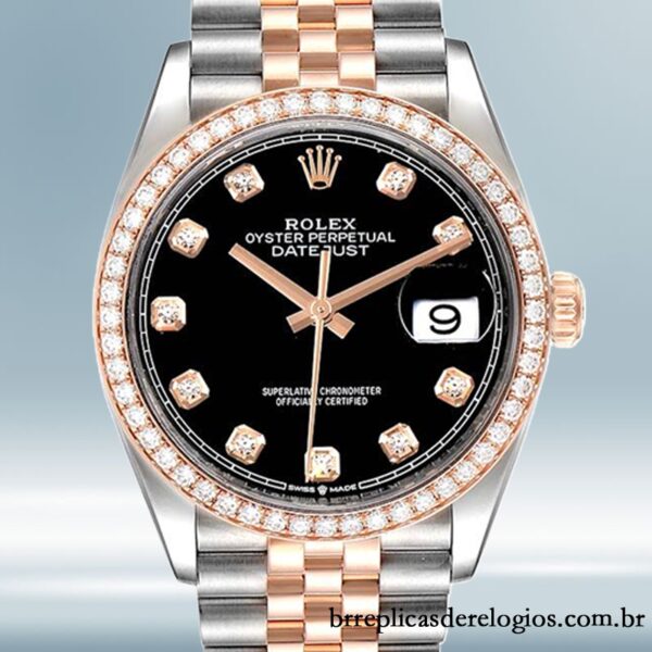 Rolex Datejust m126281rbr-0007 36mm masculino mostrador preto