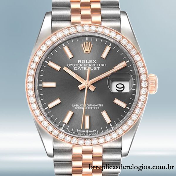 Rolex Datejust m126281rbr-0001 36mm masculino Mostrador cinza Pulseira do Jubileu