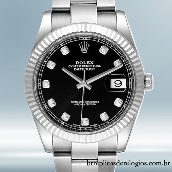 Rolex Datejust masculino m126334-0011 41mm mostrador preto pulseira de ostra