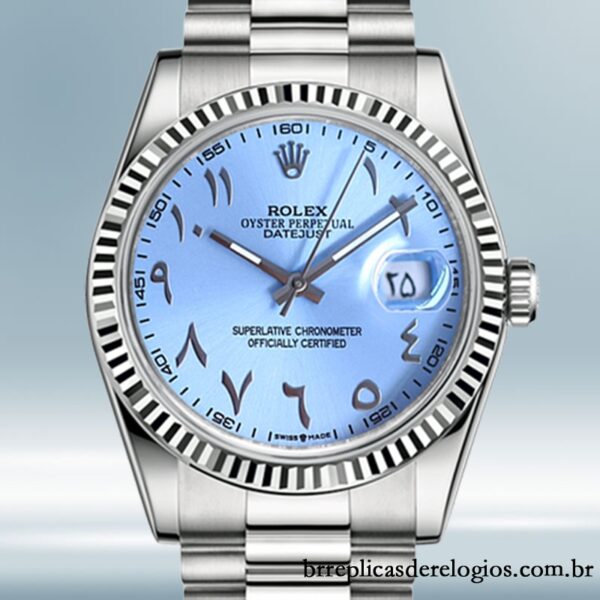 Rolex Datejust 126334 masculino 41mm Tom prata mostrador azul